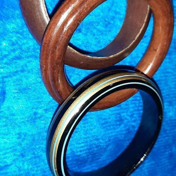 3 Wooden Bangle Bracelets  - Picture 3 of 6